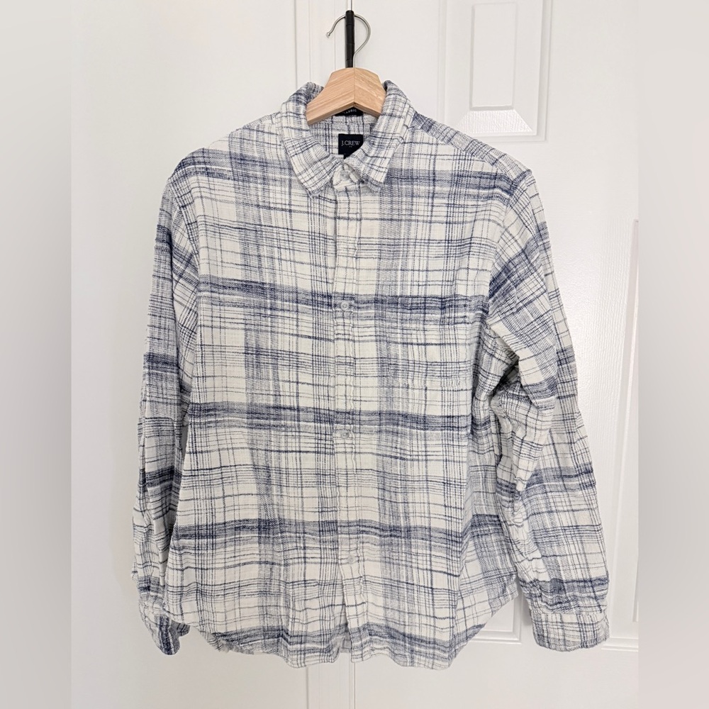 J. Crew Factory Navy and Cream Textured Shirt